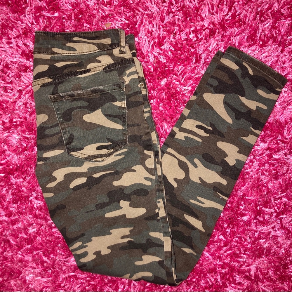 Distressed Camo Jeans